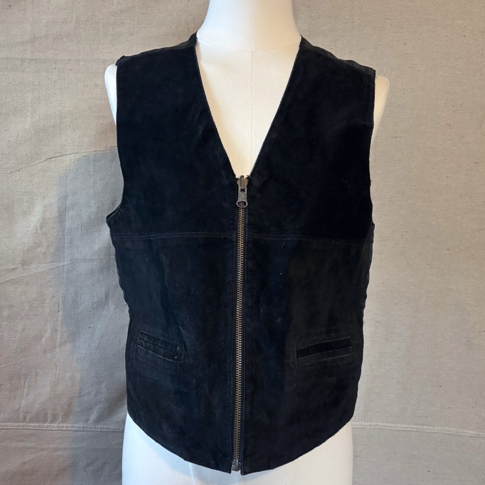 Black leather reversible vest size medium